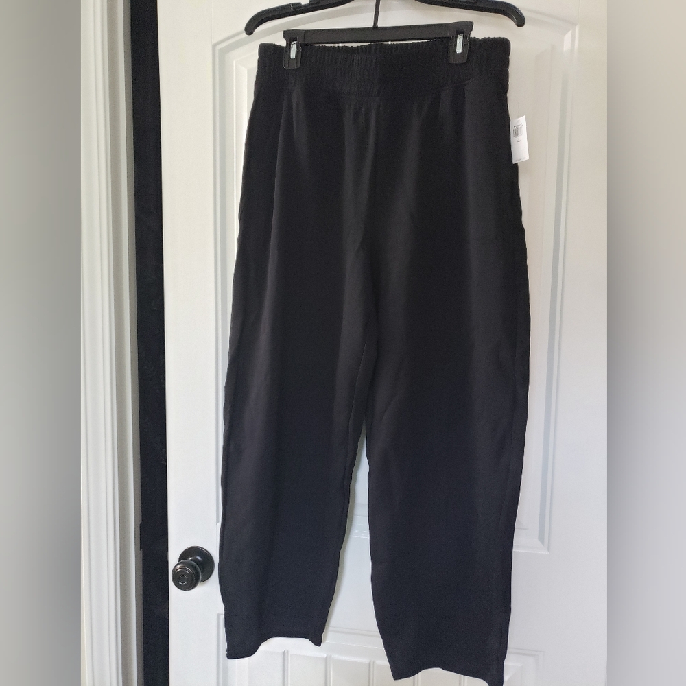 Old Navy Active Dynamic Fleece High Rise Black Open Leg Joggers Large NEW